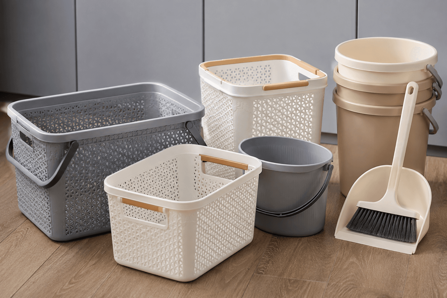Household plastic products — baskets, buckets, dustpans