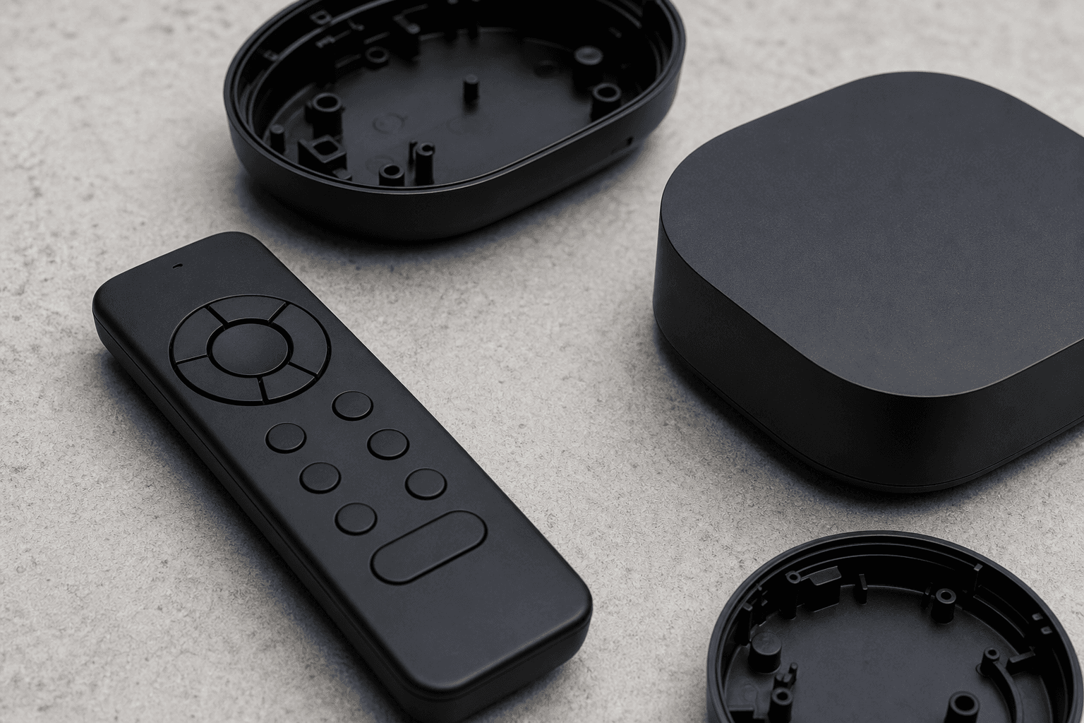 Remote control and electronic device plastic housings