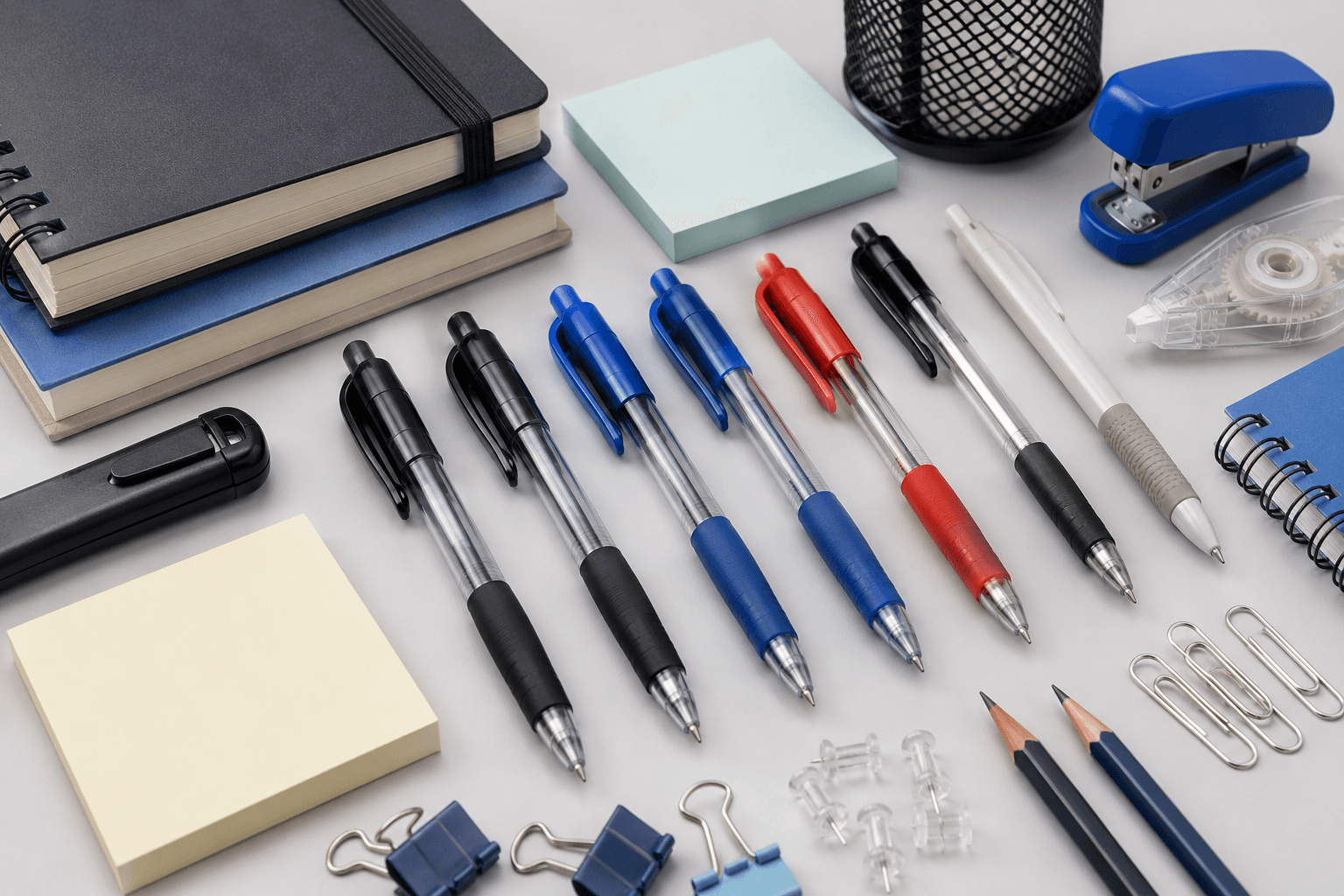 Plastic pens and stationery items