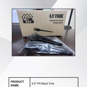 BPP 6.5-inch PS Black Spoon, high-quality disposable plastic cutlery for events and catering, model BPP-6.5S-PSB.